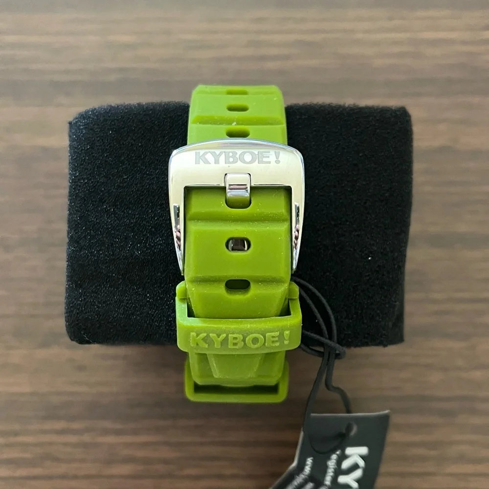 KYBOE silver watch silicone band 40 mm green color Unisex